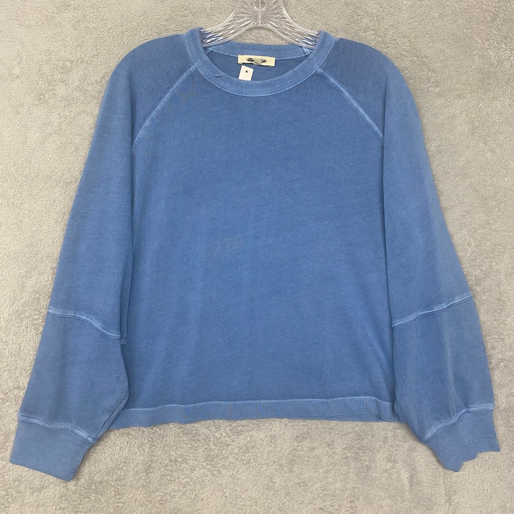 Madewell Sweatshirt Women Small Blue Raglan Sleeve Cropped Pullover NT718